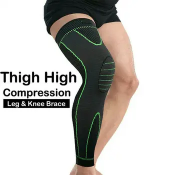 Коляно подкрепа скоба компресия дълги цели крака ръкав артрит бягане фитнес спорт коляното подложки