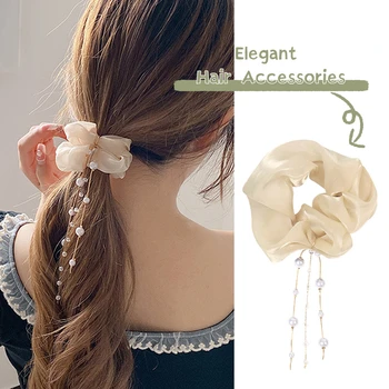 Корейски нов тренд плат имитация перла поток дебело черво пръстен Су рожден ден парти коса връзки Дамски елегантни аксесоари за коса