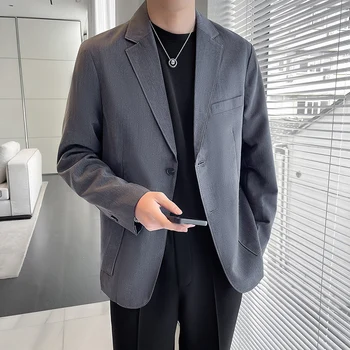 Костюм Homme Есен Нови корейски свободни блейзър якета за мъжко облекло 2023 Всички мач бизнес ежедневни костюми палта черно/сиво/каки