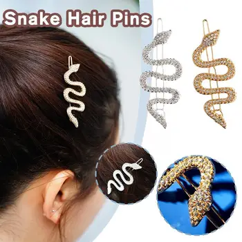 Мода змия коса щифтове Корея стил жени странични бретон с бижу Duckbill кристал сплав аксесоари клипове клип подарък G6S5