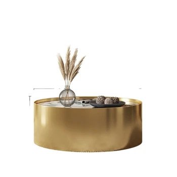 Модерен луксозен дизайн мрамор отгоре златна основа център маси хол мебели метална масичка за кафе