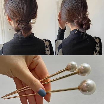 Модни симулирани перлени фиби Пръчици за коса за жени Метална шнола клип Сватба булчинска диадема Аксесоари за коса Бижута Подаръци