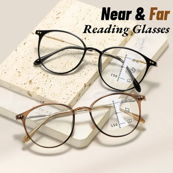 Мултифокални прогресивни очила за четене Мъже Жени Анти-синя светлина Близо до далечни очила Ретро бифокални очила Диоптри +1.0 До +4.0