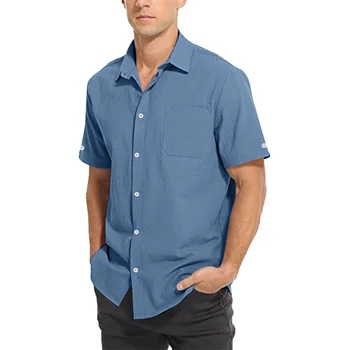Мъжки ежедневни бутон надолу риза къс ръкав плажна риза лято случайни разпространение яка мускул годни върховете с джоб