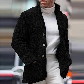 Мъжки офис трикотажно палто джъмпер стойка яка жилетка пуловер дълъг ръкав връхни дрехи M / L / XL / 2XL / 3XL / 4XL размери