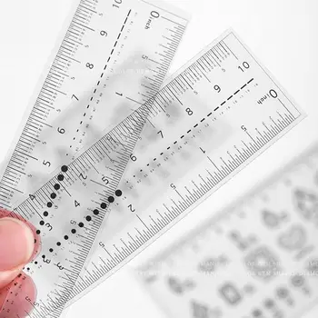 Натиснете върху ноктите PVC Носенето на измерване на ноктите Прозрачен владетел Нокът изкуство владетел Инструмент за размер на ноктите Кристали за нокти Измервателна линийка