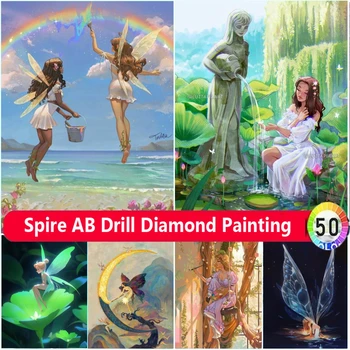 Нов 2024 Diy AB диамант живопис комплект бродерия фея мечта изкуство мозайка фантазия момиче пейзаж кръстат бод дома декор деца подарък