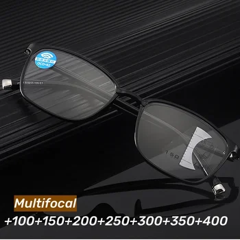 Прозрачен TR90 мултифокални очила за четене за жени мъже модерен нов далечен поглед очила унисекс реколта площад HD обектив пресбиопия