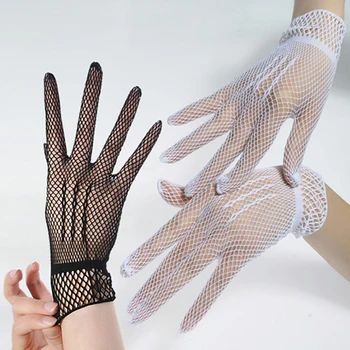 Ръкавици Жени Летни UV-доказателство за шофиране ръкавица Mesh рибарска мрежа ръкавици черен бял найлон плътен цвят висококачествена ръкавица