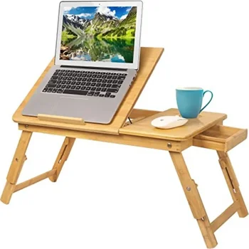 Сгъваемо бюро за лаптоп за легло Преносима компютърна тава за диван маса за писане на 4 ъгъла регулируема маса за лаптоп с държач за чаши