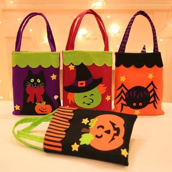 Сладък Хелоуин деца голяма пазарска чанта преносим тиква чанта трик или лечение бонбони чанта карикатура Хелоуин ден подарък чанта