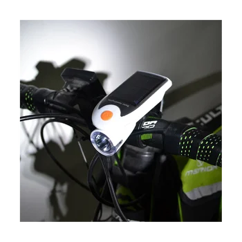 Слънчева велосипедна предна лампа USB акумулаторна лампа за велосипеди 360-градусово въртящо се оборудване за аксесоари за велосипеди (черно)