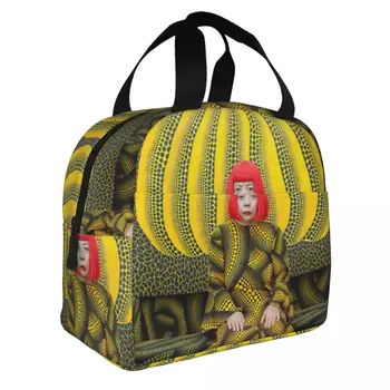 Тикви Жълта изолирана чанта за обяд Термо чанта Контейнер за обяд Yayoi Kusama Art Leakproof Tote Lunch Box Работа на открито