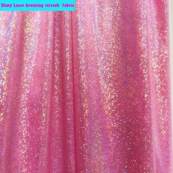  широк 150 см лъскав лазер бронз участък плат сценични костюми плат шевни материали DIY мода облекло декоративна кърпа